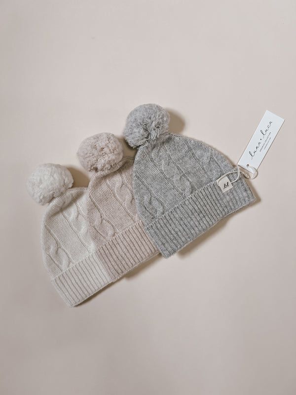luna-luca-cable-knit-pom-beanie-off-white Luna and Luca Newborn Baby Clothes